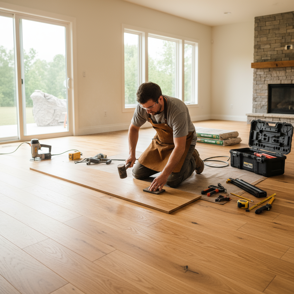 Craftsman installing flooring